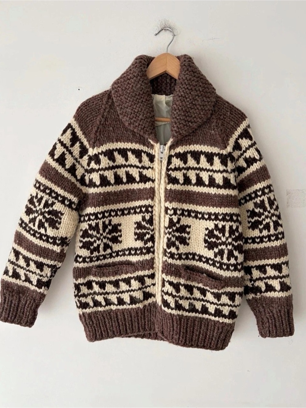 Vintage Cowichan Women's Wool Cardigan Sweater Size S